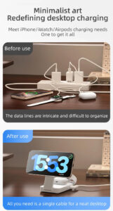 Qi2 3-IN-1 Foldable Wireless Charger for Apple Products,Mag-Safe Charger Wireless Charger Stand Compatible with iPhone 16/15/14/13/12 & Air-Pods& iWatch Series with LED,Mag-Safe Charger Stand Dock