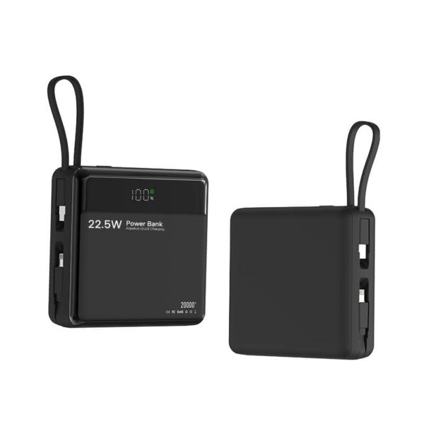 Small Portable Charger with Built in Cable, 10000mAh Smart LED Display Mini Power Bank