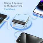 Small Portable Charger with Built in Cable, 10000mAh Smart LED Display Mini Power Bank