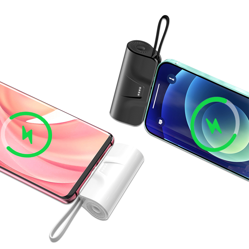 Small Portable Charger 5000mAh with Lightning & USB C,Mini Battery Pack Fast Charging 22.5W,Built-in Type-C Cable