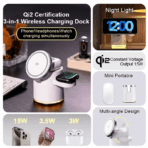 4-IN-1 Qi2 15W Wireless Charger, Foldable Charger for Apple Devices (iPhone 12-16 Series),for Samsung Devices (Fold6, Fold5, Flip5, S25 Series), iWatches, Samsung Watch,AirPods, Galaxy Buds