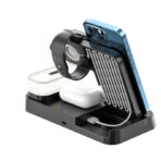 3in1 Foldable Wireless Charging Station, Fast Magnetic Charger for Multiple Devices with Alarm Clock and Night Light