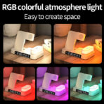 3in1 Foldable Wireless Charging Station, Fast Magnetic Charger for Multiple Devices with Alarm Clock and Night Light