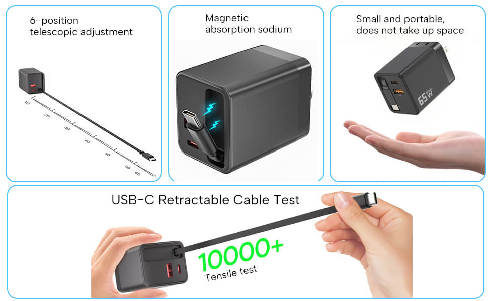 65W USB-C Compact GaN A+C Dual Port Portable Adapter