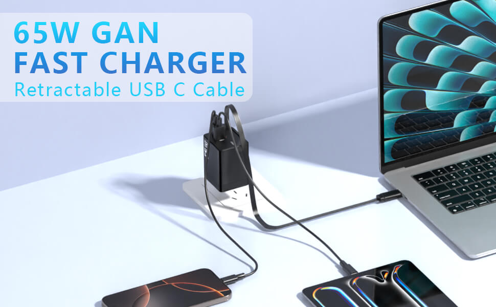 65W USB-C Compact GaN A+C Dual Port Portable Adapter