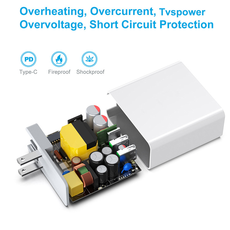65W Charger Type C for EU plug US plug PD QC3.0 Fast Charger